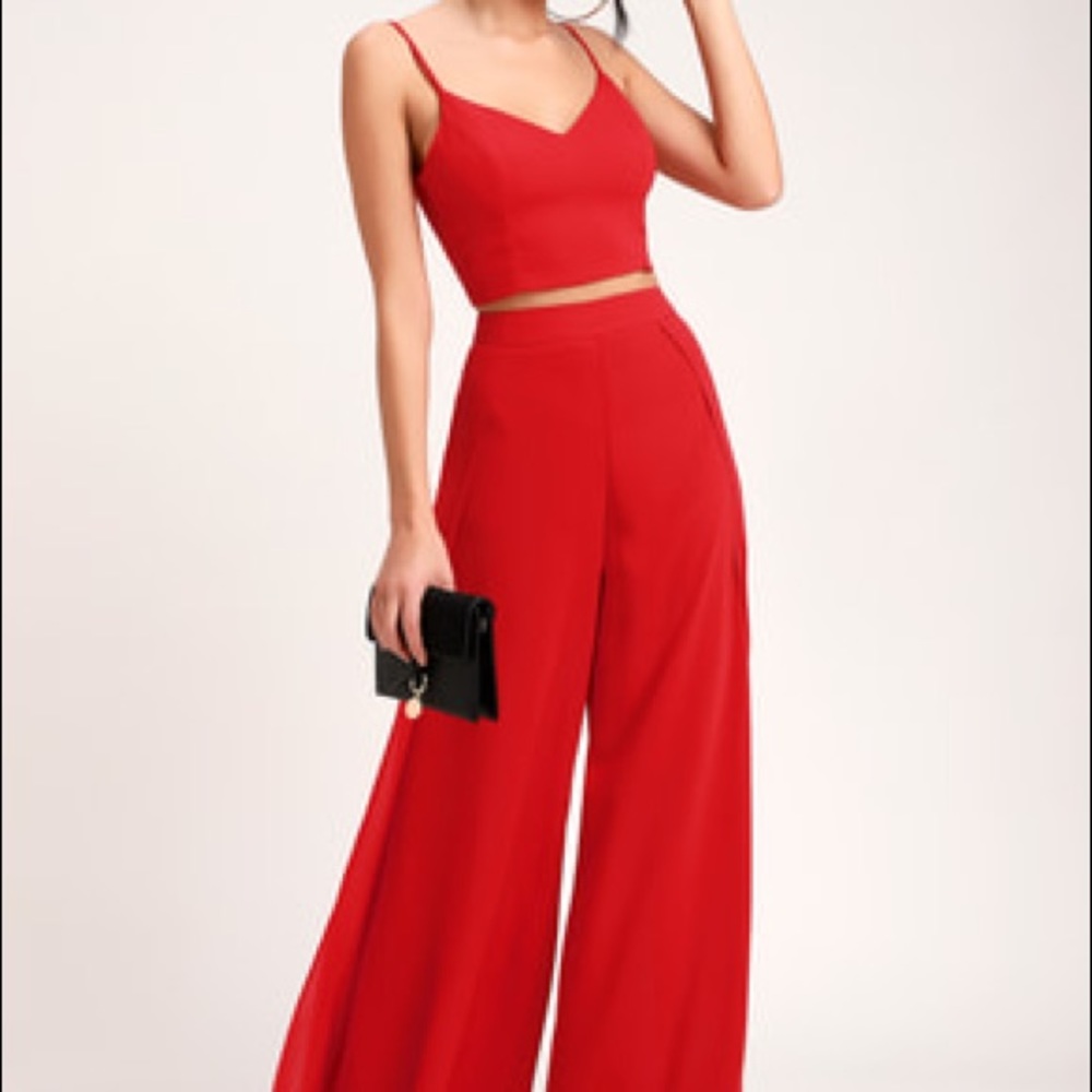 Lulu’s Out Tonight Red Two-Piece Jumpsuit